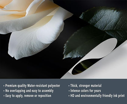 White Rose Wall Mural, Romantic White Rose 3D Wall Murals, Simple Elegant Flowers Wallpaper Mural, for Living Room Bedroom Large Wallpaper Indoor Decor 177.16" W x120 H