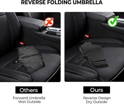 Compact Inverted Travel Umbrella, Automatic Open Close, 9-Rib 46 Inch Windproof Umbrella, Waterproof UPF 50+, Portable Umbrellas for Men, Women, Travel, and Daily Use