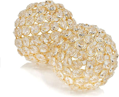 Modern Day Accents Facetas 4" Gold Cristal Spheres - Set of 2