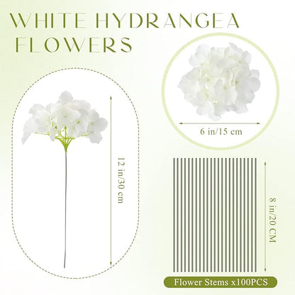 Unittype Silk Hydrangea Artificial Flowers Heads with Stems Faux Hydrangea Flowers for Wedding Centerpieces Bouquets DIY Floral Decorations for Home Indoor(White,400 Pieces)