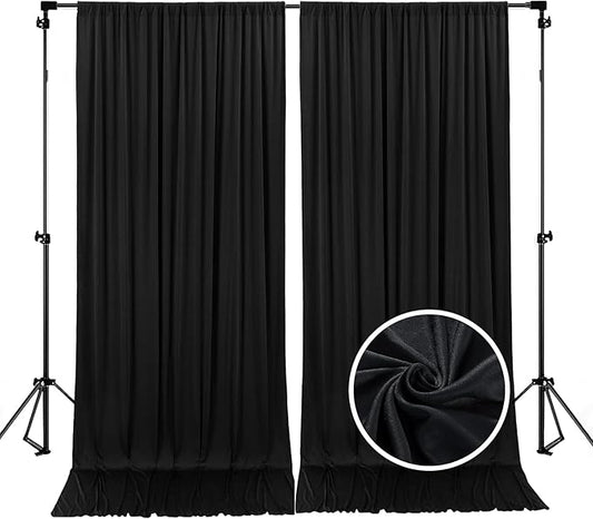 10 x 10 Feet Black A Backdrop Curtain for Partie, Background Curtains for Photoshoot, Birthday, Wedding, Halloween, Thanksgiving, Christmas, New Year Party Decorations 5Ft x 10Ft, 2 Panels