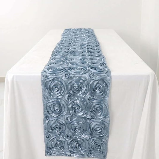 Efavormart Wonderland Rosette Premium Table Runners for Weddings Party Banquets Decor Fit Rectangle and Round Table - Dusty Blue