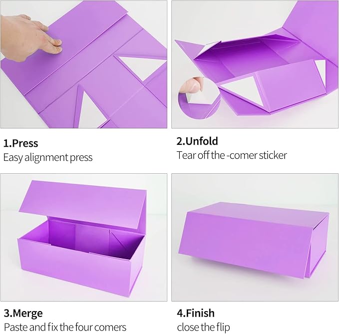 Purple Gift Box 10" x 6" x 3" with Magnetic Closure Lid Gifts Boxe for Presents,Bridesmaid Gift Boxes,Cute Box,Birthday Gift Boxs,Luxury for Gifts Packaging, Magnetic Gift Box for Wrapping Gifts (Purple)
