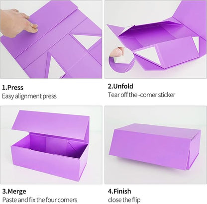 Purple Gift Boxes 10"x6"x3" with Magnetic Closure Lid Gift Boxes for Presents,Bridesmaid Gifts Box,Cute Box,Luxury for Gift Packaging, Magnetic Gift Box for Wrapping Gifts (Purple/5PCS)