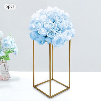5PC 23.6" Flower Stand for Wedding Metal Cylinder Stands for Party Rectangular Gold Centerpieces Flower Vase Gold Pedestal Columns for Weddings Indoor Outdoor Flower Plant Stand Decoration