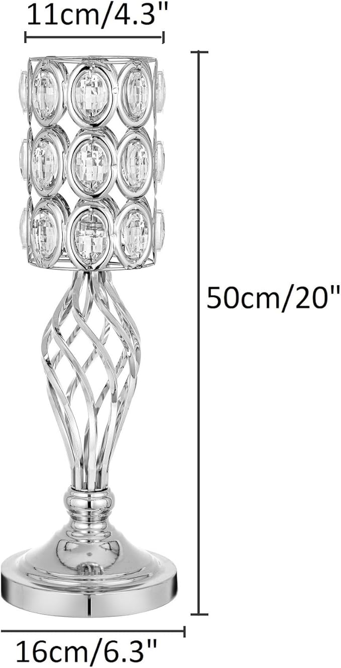 Set of 10 Diamond Crystal Wedding Centerpiece Vases for Tables, 20"/24" Versatile Tall Flower Holders Centerpiece Flower Stands for Wedding Party Reception Dining Room Living Room Décor