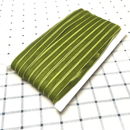 Chenkou Craft 25Yards 3/8" Velvet Ribbon Lots Bulk (Olive, 3/8"(10mm))