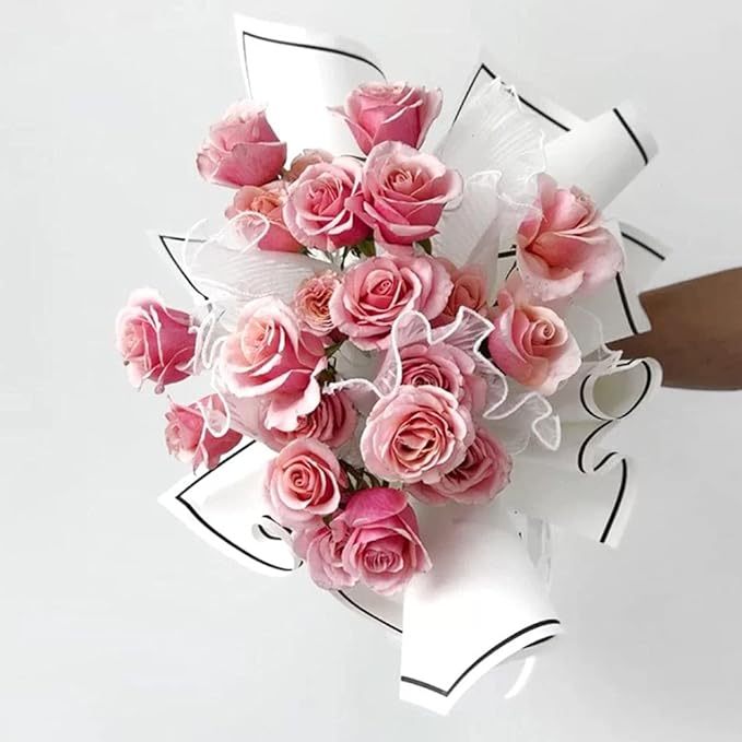 Korean Fresh Flower Wrapping Mesh Paper Bouquet Floral Packaging Paper Wrinkled Wavy Net Yarn Valentine's Day Flower Shop Supplies Wedding Birthday Decoration 11 X 162 inches/bag (Pearl Pink)
