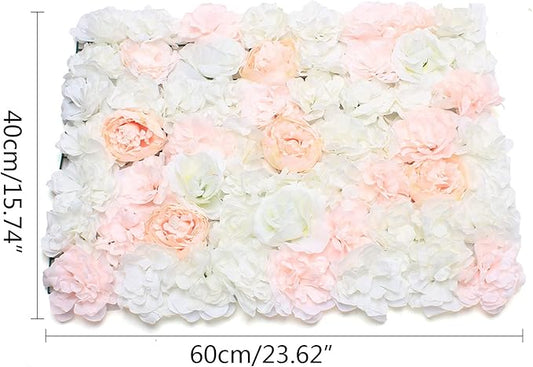 Eapmic 5Pcs 23.62"x 15.74" Artificial Flower Wall Panels,Flower Wall Mat Silk Flower Panels for Outdoor Garden Backyard Fence Fence Privacy Screen and Indoor Wall Decor(Pale Pinkish Grey)