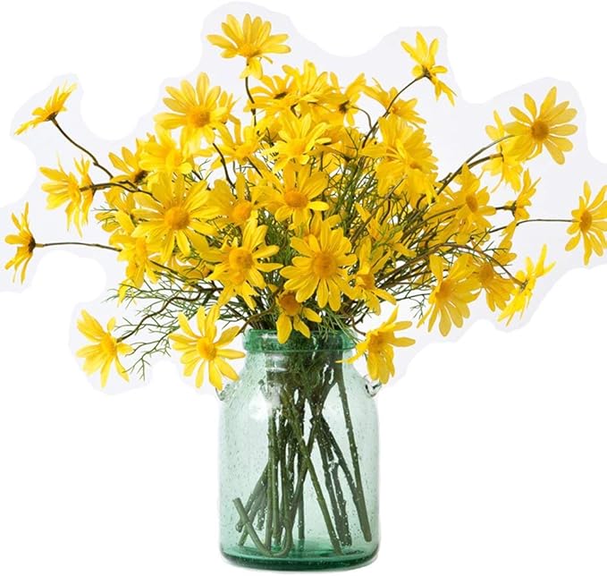 10pcs Artificial Daisy Flowers Flower Arrangements for Home Hotel Office Wedding Party Garden Craft Art Decor Each Approx 21" High No Vase Yellow