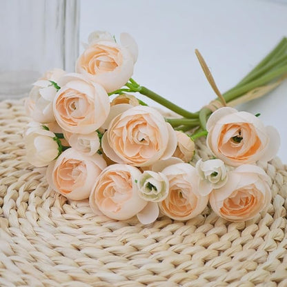 Ranunculus Artificial Flower, 24Pcs Faux Silk Mini Ranunculus Flowers Bulk Fake Wedding Filler Flowers for DIY Bouquet Centerpieces Arrangements Bridal Shower Decorations