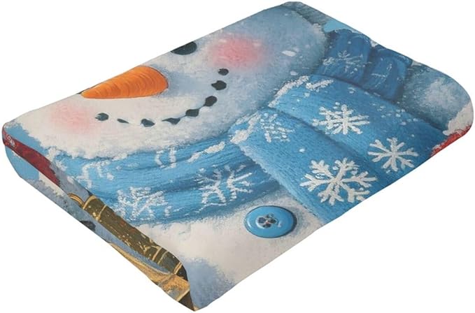 Snowman Blanket Christmas Throw Blanket Winter Snow Soft Cozy Fleece Fuzzy Stuffed Plush Flannel Gifts for Girls Women Boys Kids Adults 60"X80"