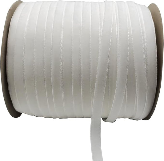 10 Yards White Velvet Ribbon Spool (White, 3/8")