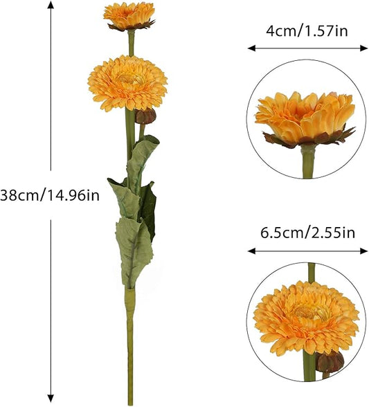 8pcs Yellow Artificial Daisies Silk Pot Marigold Flowers Realistic Faux Flowers for Vase Table Centerpiece Home Wedding Party Garden Decoration(Yellow)