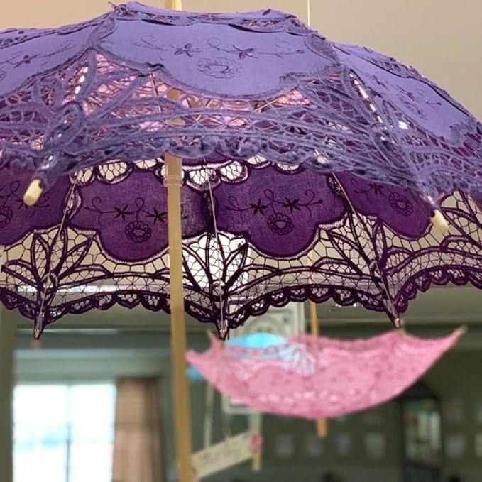 Lace Parasol Umbrella Vintage Wedding Bridal Lace Umbrella for Decoration Photo Tea Party 32 Inch Adult Size