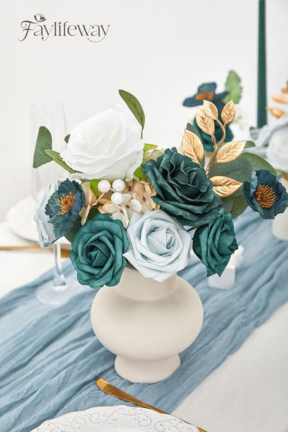 Artificial Flowers, 2PCS Silk Fake Flowers for DIY Wedding Bridal Bouquets Faux Floral Arrangements for Party Cake Table Centerpieces Home Decor Indoor Outdoor