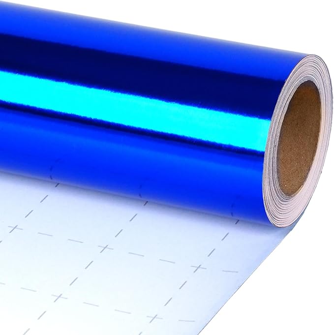 LaRibbons Blue Metallic Wrapping Paper, 30 Inch X 33 Feet (82.5sq.ft) Solid Color Paper Roll, Gift Wrapping Paper Rolls for Wedding, Birthday, Christmas, Baby Shower