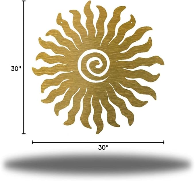 Riverside Designs Sunburst Metal Wall Art Steel Outdoor Decor - Heavy-Duty and Waterproof - Made in USA (30", Gold)