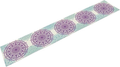 Boho Mandala Table Runner, Purple Blue Bohemian Floral Table Decor Runner for Kitchen Dining Indoor Outdoor Party Decoration, 13x60 Inch