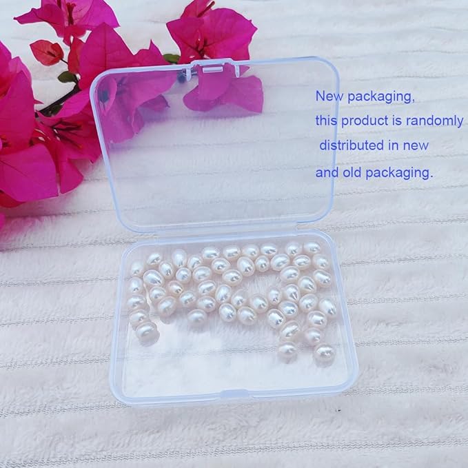 50 Pcs 8-9mm No-Holes Fresh Water Pearls Beads AAA for Jewelry Making Real Freshwater Cultured Pearls Oval Pearl Beads Jewelry Production, Handicraft Production, for Manza