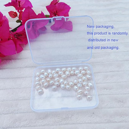 50 Pcs 8-9mm No-Holes Fresh Water Pearls Beads AAA for Jewelry Making Real Freshwater Cultured Pearls Oval Pearl Beads Jewelry Production, Handicraft Production, for Manza