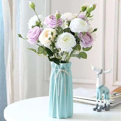 Ceramic Flower Vase Modern Home Decor Vases for Centerpieces Blue Minimalist Farmhouse 9.5" H x 3.9" W Cute Decorative Vases Flowers Tulip Pampas Grass Vase for Table Bathroom Shelf