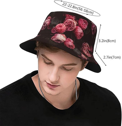Rose Bucket Hat Womens Fisherman Hat Flower Sun Hats Cute Caps Rose Flower Hats for Women Outdoor