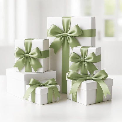 KINGLAKE Sage Green Satin Ribbon – 1 1/2'' x 100 Yards Polyester Sage Ribbon for Gift Wrapping, Light Green Ribbons for Crafts, Wedding Invitations, Baby Shower Decor, Floral Bouquets, Wreath Bows