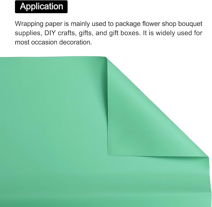 MECCANIXITY Pearlescent Film Flower Wrapping Paper 22.8x22.8 Inch Waterproof for DIY Crafts, Gift/Gift Box Packaging Bright Green Pack of 10