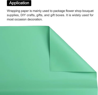 MECCANIXITY Pearlescent Film Flower Wrapping Paper 22.8x22.8 Inch Waterproof for DIY Crafts, Gift/Gift Box Packaging Bright Green Pack of 10