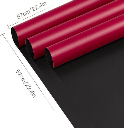 WRAPAHOLIC 20 Sheets Flower Wrapping Paper - 22.4 x 22.4 inch Black Red Color Water-Resistant Floral Bouquet Wrapping Paper, Florist Supplies Packaging for Christmas Wedding Birthday Gift DIY