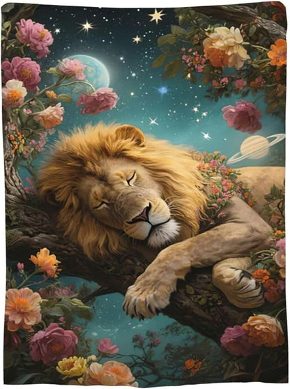 Lion Blanket Lion Throw Blanket Animal Soft Cozy Fleece Fuzzy Stuffed Plush Flannel Gifts for Girls Women Boys Kids Adults 50"X60"