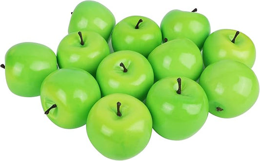 Fake Fruit Artificial Apples, Set of 12 Decorative Fruit Lifelike Faux Apples Realistic Fruits Apple Decorations for Kitchen, Realistic Fake Fruits Party Props Home Decor