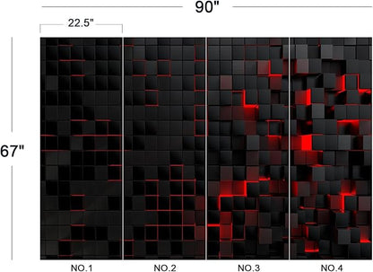 Eierme-Black and red Square Background Mural Wallpaper Peel and Stick 90" x 67"
