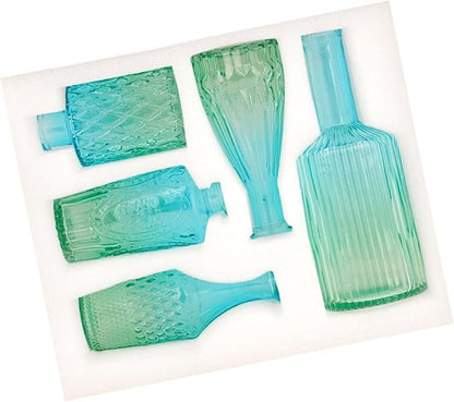 5Pieces Embossing Glass Vases Set Gradients Small Flower Buds Vases for Home Decors and Centerpieces Floral Arrangements