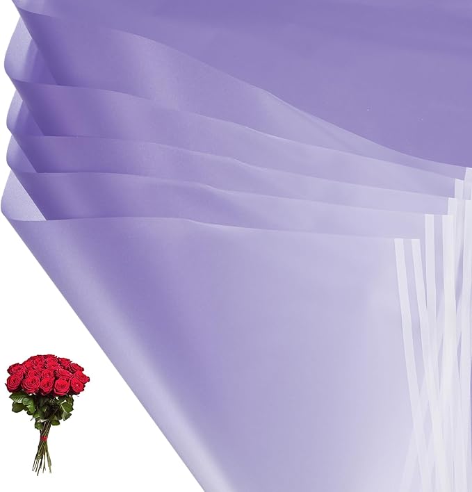 PATIKIL Flower Gift Wrapping Paper, 20 Sheets Waterproof Bouquet Paper Wrap Florist Supplies Packaging Floral Papers for Wedding DIY Craft Valentine Mother's Day, Purple