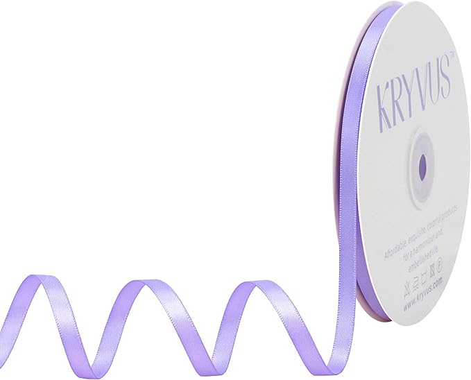 Lilac Satin Ribbon, Double Faced 1/4 Inch X 50 Yards, Premium Polyester Satin Ribbon for Gift Wrapping, Crafts, Wedding Decor