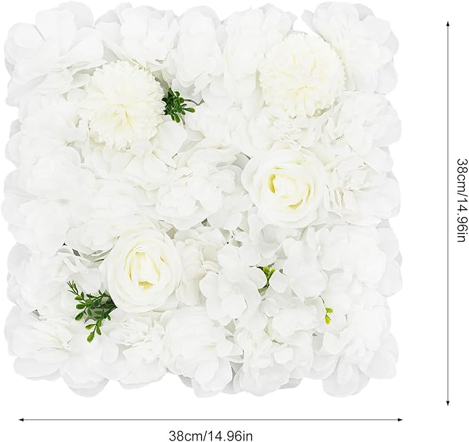 White Flower Wall White Flower Backdrop Artificial Flower Wall Backdrop 3D Floral Panels for Home Party Wedding Room Decoration 12 Pcs (38x38cm/White)
