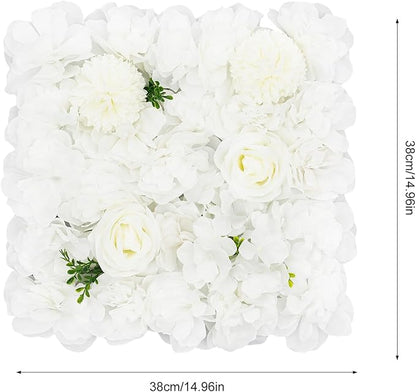 White Flower Wall White Flower Backdrop Artificial Flower Wall Backdrop 3D Floral Panels for Home Party Wedding Room Decoration 12 Pcs (38x38cm/White)