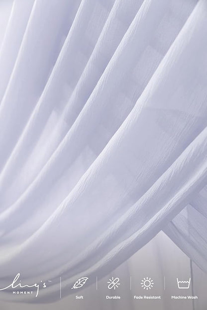 Ling's moment Blue Backdrop Curtains, 10Ft x 23Ft Dusty Blue Long Sheer Wrinkle-Free Background Backdrop Curtain&Table Cloth for Birthday Party Wedding Baby Shower Photo Booth Decor