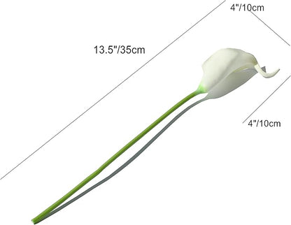 Mandy's PU Pure White Calla Lily Artificial Flowers 20 Stems 13.5in Faux Realistic Centerpiece for Thanksgiving and Christmas Decorations DIY Bridal Bouquet Home Décor