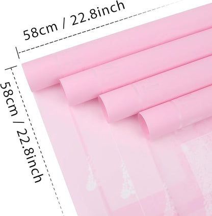 NESCCI 20 Sheet Flower Wrapping Paper - Waterproof Floral Bouquet Wrapping Paper, Florist Supplies Packaging Paper for Wedding Birthday Gift DIY (Butterfly Pink)
