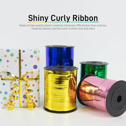 500 Yards Metallic Shiny Curling Ribbon with Spool, 1/5" Curly Ribbons - Perfect for Gift Wrapping, Florist Flowers, Birthday Party Decorations, and Balloon String Ribbon in Red