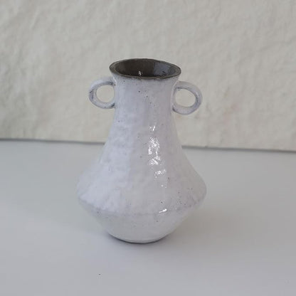 Rustic Small Ceramic Vase, Handcrafted Black Farmhouse Vase, Wabi Sabi Pottery Decor for Kitchen, Bedroom, Office, Living Room, Bathroom, Shelf Centerpiece Table