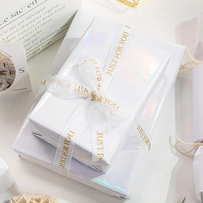 Merture White Wrapping Paper Roll - 17 In X 32.8 Ft(46.5 sq.ft.) Metallic Pure White Gift Wrap with Grid Cutting Lines for Christmas, Wedding, Birthday, Valentines Day, Mothers Day, Baby Shower