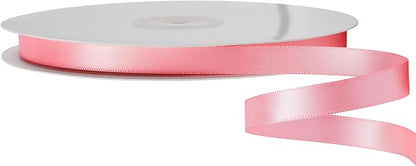 LIUYAXI Pink Double Faced Satin Ribbon, 3/8" X Continuous 100 Yards, Ribbons Perfect for Gift Wrapping Bows Bouquet Wedding Decor DIY Craft and More