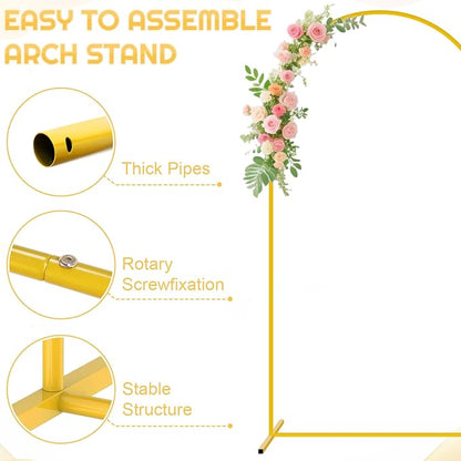 FUHSY 7.2 FT Wedding Arch Backdrop Stand and Navy Blue Arch Cover Set Metal Arch Stand Cover Balloon Party Backdrop Arches with Spandex Covers for Gender Reveal Baby Bridal Shower Birthday Decorations