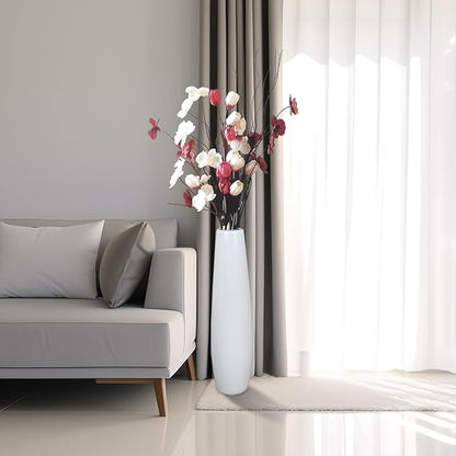 Ceramic White Floor Vase 24 Inches Tall Flower Holder Decorative Large Vases for Table Centerpieces Shelf Home Decor Living Room Branches Sky-Dried Flower Arrangement Simple Decorative