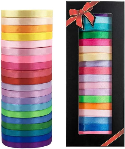 500 Yard Fabric Ribbon Satin Ribbon Rolls Silk Satin Roll, 25 Yard/Rolls, 20 Rolls, Satin Ribbon for Gift Package Wrapping Ribbon Bow Making Crafts Sewing Party Wedding, 2/5 Inch Wide