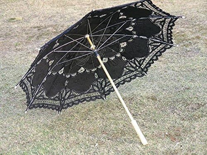 Handmade Black Lace Parasol Umbrella Wedding Bridal 30 Inch Adult Size